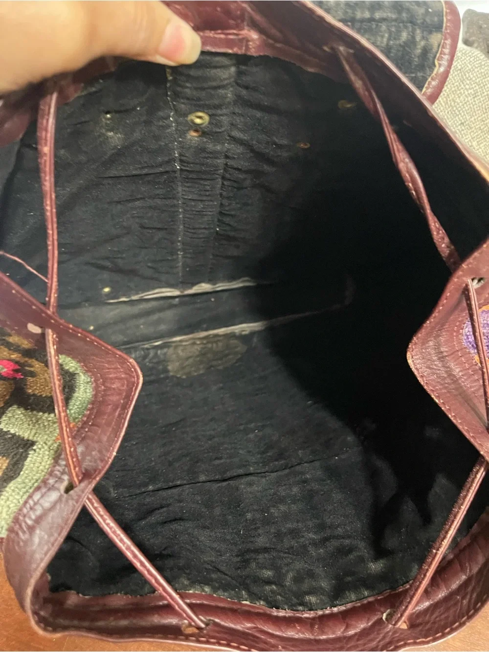 VTG Turkish Kilim Leather Trim Backpack